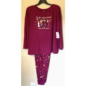 NWT Women's Purple Nutcracker & Ballerina Pajamas Joggers & Top Sleep Set 2X